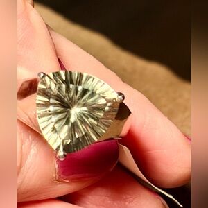 Prasiolite Green Gemstone 925 Silver Women's Cocktail Ring, NWT. Size: 9